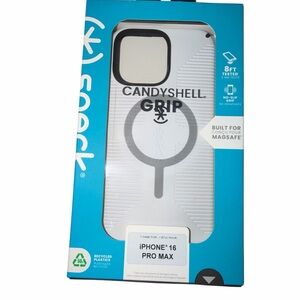 Speck CandyShell Grip Case for iPhone 16 Pro Max - White and Black